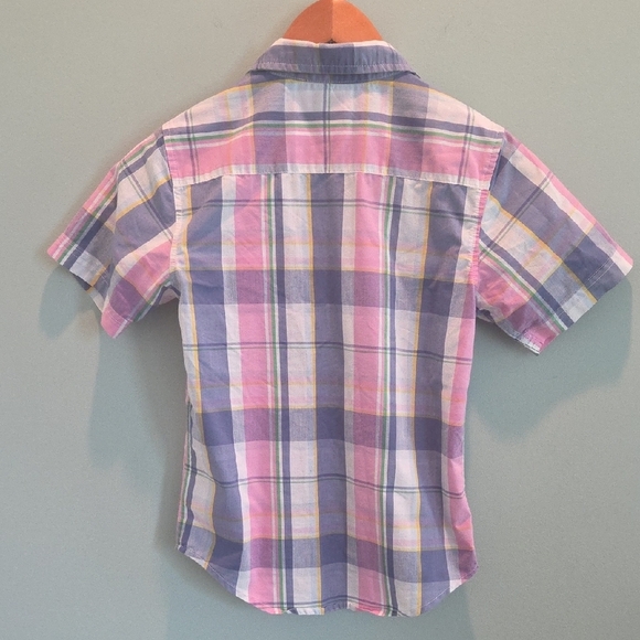 Wrangler Plaid Boys Size M (8) Button Down Shirt in Blue, Green, Yellow and Pink - Picture 4 of 9
